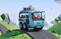 baby Character lowpoly bus moon train shoppong trees Landscape 3D
