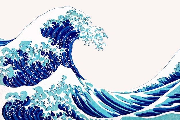 日式插画神奈川冲浪里矢量图设计素材