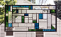 Stained Glass Window PanelMission Style Geo Blue & Green 2 image 3
