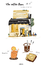 微博：－南与星— 咖啡馆系列插画