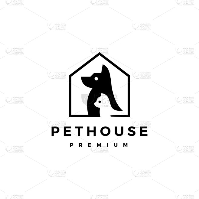 dog cat pet house home logo icon
