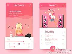 一组风格非常抓人眼球的APP界面设计，弥散阴影，高对比度的插画设计，风格很可爱。来自Dribbble @Rounded Rectangle