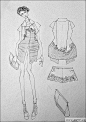 手绘女装线稿 人体效果图+款式图-女装设计-服装设计