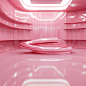 A shop for aliens, pink gloss floor, atmospheric, minimalist