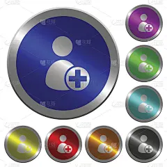 新增用户发光硬币状圆形颜色按钮
