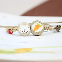 原来是泥|景德镇手工创意陶瓷饰品手链 兔子吃萝卜 萌物饰品