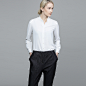 MIZZO 2014早秋女士新款衬衫 白色小立领极简优雅通勤长袖女衬衫