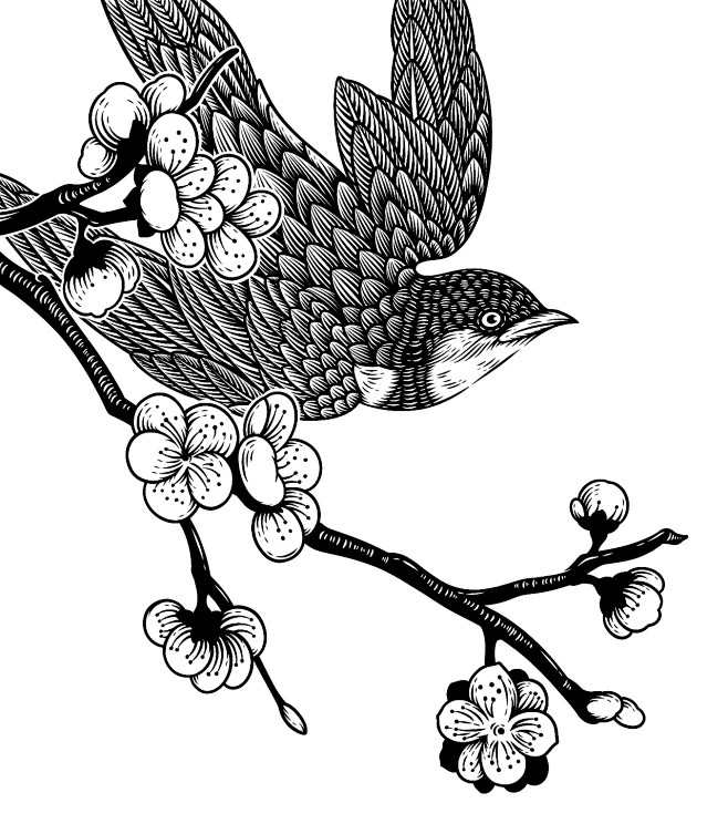 喜上眉梢 版画插画设计