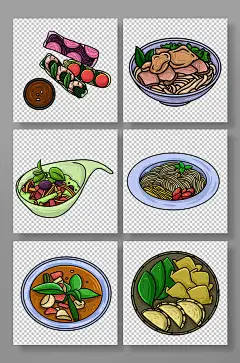 越南特色美食特色小吃美食元素插画