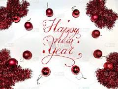 新年贺卡，明信片，互联网横幅上写着“新年快乐”