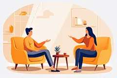 问诊检查扁平风心理咨询治疗人物场景插画