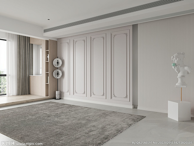 欧式客厅沙发场景3D空景效果图设计图__...