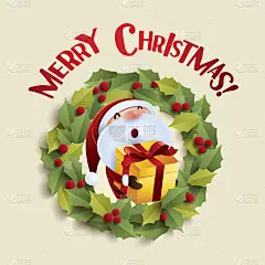 圣诞老人和圣诞花环