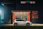 Volkswagen Drive-Thru : Montaje dediferentes elementos para formar un restaurante Drive-thru y aplicación de vehículo Volkswagen Polo