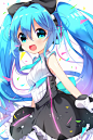 Tags: Anime, Ikari (Pixiv9394640), Vocaloid, Hatsune Miku, Glow, Blue Bow, Frilly Dress