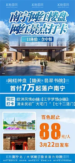 网红打卡一日体验  - 源文件下载【酷图网】网红,打卡,一日游,旅游,地产,楼盘,南宁,网红景点,海报,