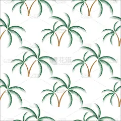 棕榈树的背景。无缝热带夏季模式。