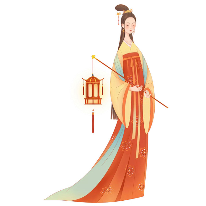 牛年春节祥瑞中国风美女人物插画