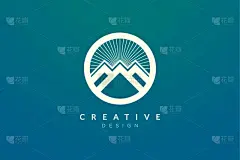 logo design combined circle mountain and sun