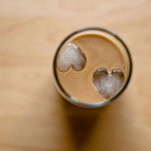 O、咖啡、心、冰