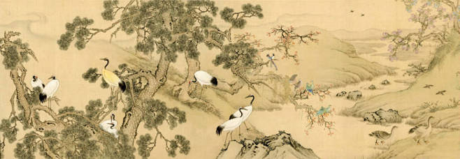 沈铨清《百鸟朝凤图卷》】 沈铨（1682—1760），字衡之，号南苹，浙江