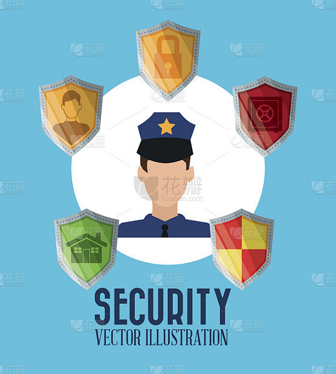 安全卡通插图，矢量设计