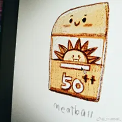 #meatball手帐##插画狂想#
今晚没法直播了，
让小伙伴白等了。
于是上点图透补上吧。
之前的彩铅版本的美妆贴纸自己不是很满意，
重画了新哒。[加油][加油][加油][加油] ​​​​