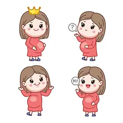 怀孕的女人妈妈表情包矢量图设计素材
