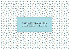 可爱的卡通坚果，腰果杏仁和大豆图案背景向量孤立在白色的背景