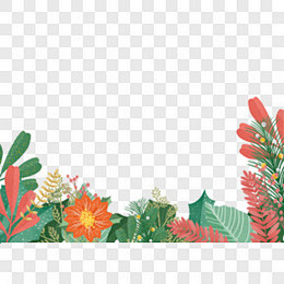 手绘卡通精美绿色的植物边框边框纹理PNG...