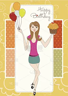 年轻女孩的十六岁生日贺卡