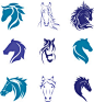 Horse face logo element vector set, head, horse, icon, illustration, isolated, mammal, mustang, nature, power, race, sign, silhouette, speed, sport, stallion, symbol, vector, wild, logo