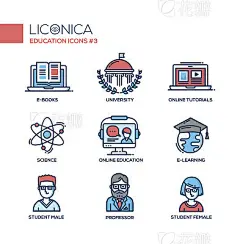 Modern school and education thin line design icons, pictograms
