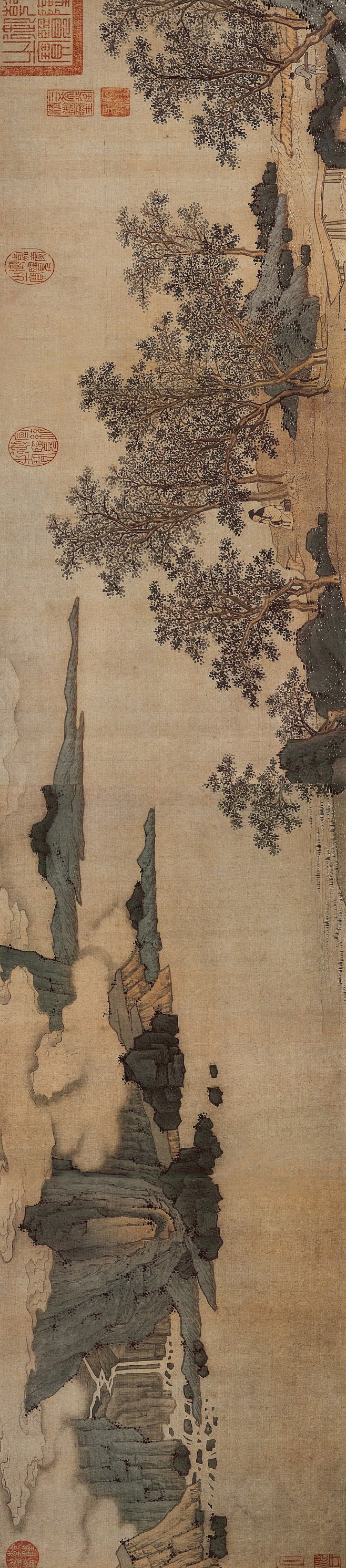 沈周——《落花图卷》人物山水卷 画芯竖版 高清欣赏 | 明|沈周(1427～1509)字启南，号石田、白石翁、玉田生、有居竹居主人等，长洲 ...