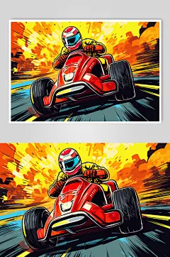 AI数字艺术卡丁车赛车插画