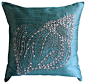 Crystal Sea Shell Teal Blue Silk Pillow Cover, 14x14 beach-style-decorative-pillows