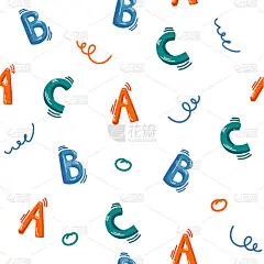 abc无缝模式。供学习和阅读的信件。学习英语的概念。彩色大写字母为孩子印刷，学校嘉年华派对，排版。矢