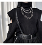 潮牌设计暗黑系金属感朋克风链条腰带ins女潮酷个性斜跨装饰皮带-淘宝网