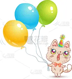 可爱的,猫,气球,蛋糕,食品,传统节日,自然美,问候,爱