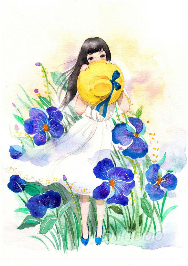 花丛中的少女