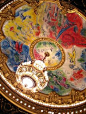 Ceiling mural by Marc Chagall, 1964. Located in the Palais Opera Garnier, Paris, it is lit by the 8 tonne chandelier that terrorizes the audience in Phantom of the Opera