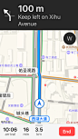 iOS 10 内置地图在导航时可以在右上角实时显示当前路线的方向。 | UEDetail