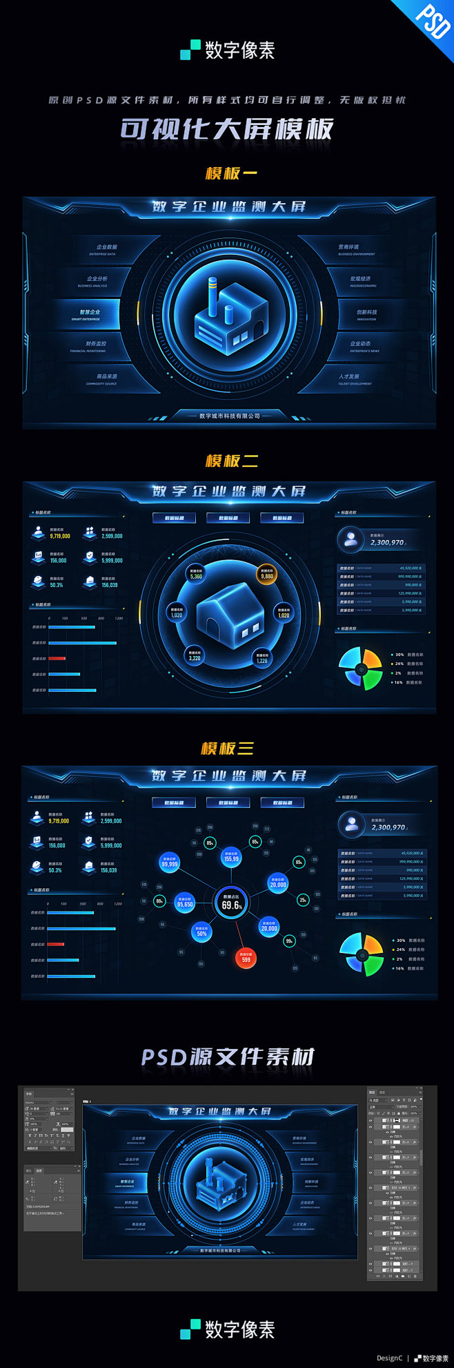 可视化数字企业监测数据大屏