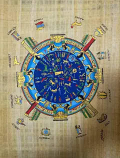 埃及纸莎草树皮装饰画十二星宫图壹 中邮网[集邮/钱币/邮票/金银币/收藏资讯]收藏品商城
