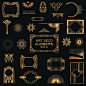 Free Golden art ornament elements vector 01 ~Art Deco Frames and Embellishments: 