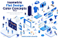 高端时尚多用途的3D立体2.5D等轴等距平面设计UI海报banner着陆页插画设计模板大集合