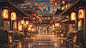 AI古风繁华夜景插画素材 灯笼场景设定 影视游戏概念设计背景临摹-淘宝网
