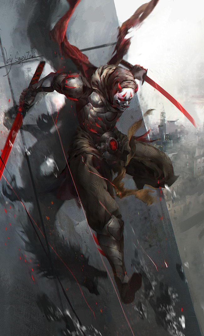 守望先锋岛田源氏同人图插画壁纸邪鬼源氏邪鬼源氏半次元第一中文cos