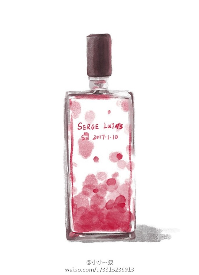 水彩香水瓶插画    卢丹氏 柏林少女