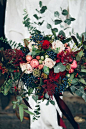 burgundy and navy winter wedding bouquets